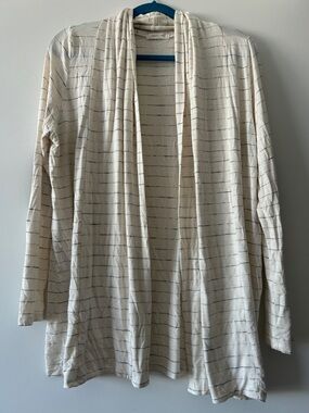 Striped Open Front Cream Cardigan August Mist L